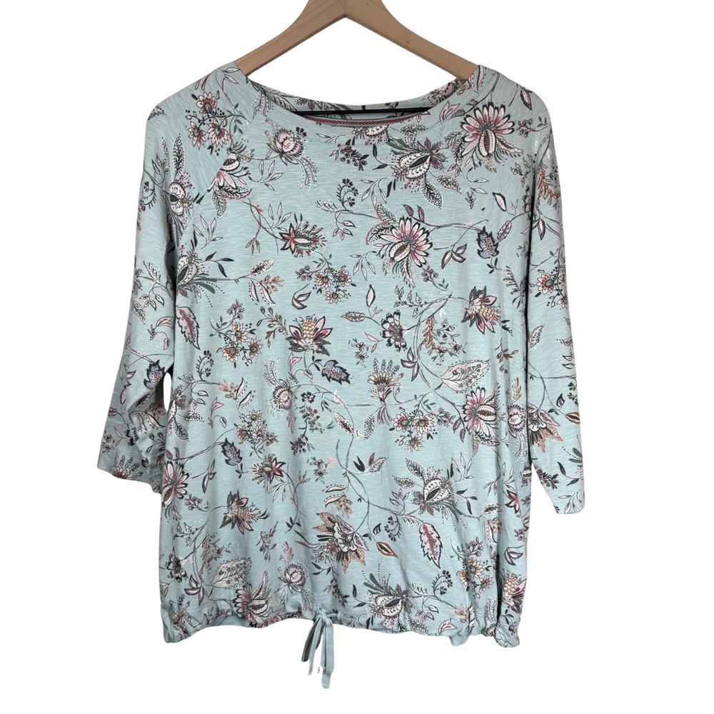 J. Jill MEDIUM Floral Front Tie Floral 3/4 Sleeve Cotton Modal Boho Round Neck